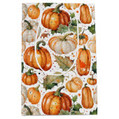 Waterverf Oogst Pompoen en Herfstblad Patroon Medium Cadeauzakje (Voorkant)