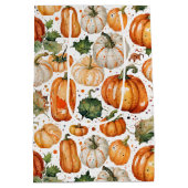 Waterverf Oogst Pompoen en Herfstblad Patroon Medium Cadeauzakje (Achterkant)