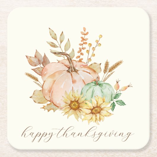 Waterverf oogst  Thanksgiving Kartonnen Onderzetters (Voorkant)