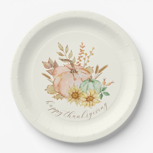Waterverf oogst  Thanksgiving Papieren Bordje (Voorkant)