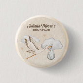 Waterverf Ooievaar Baby shower Ronde Button 3,2 Cm (Voorkant)