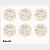 Waterverf Ooievaar Baby shower Ronde Sticker (Vel)