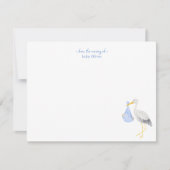 Waterverf ooievaar met baby boy bedankkaart (Voorkant)