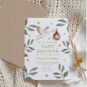 Waterverf ooievaar sterren groen Baby shower Kaart