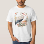 Waterverf ooievaar t-shirt<br><div class="desc">Perfect cadeau-idee voor ooievaars liefhebbers of vogelaars die graag naar een leuke ooievaar kijken.</div>