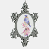 Waterverf Oostelijke Blauwe Vogelvogel Tin Sneeuwvlok Ornament (Links)
