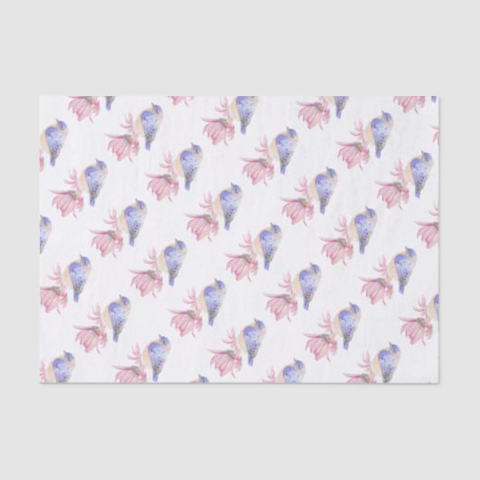 Waterverf Oostelijke Blauwe Vogelvogel Tissuepapier (Voorkant)