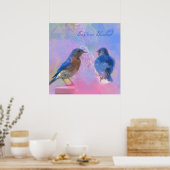 Waterverf Oostelijke Blauwvogels Poster (Keuken)