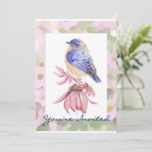 Waterverf Oostelijke Bluebird Blue Bird Art Kaart (Staand voorkant)