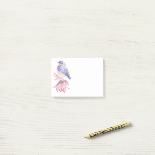 Waterverf Oostelijke Bluebird Blue Bird Art Post-it® Notes (Op bureau)
