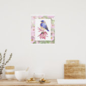 Waterverf Oostelijke Bluebird Blue Bird Art Poster (Keuken)