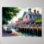 Waterverf Oostkust Waterscape Dock Poster (Voorkant)