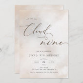 Waterverf op Cloud 9 9th Verjaardag Kaart (Voorkant / Achterkant)