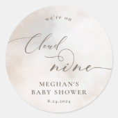Waterverf op Cloud 9 Baby shower gunsten Ronde Sticker (Voorkant)