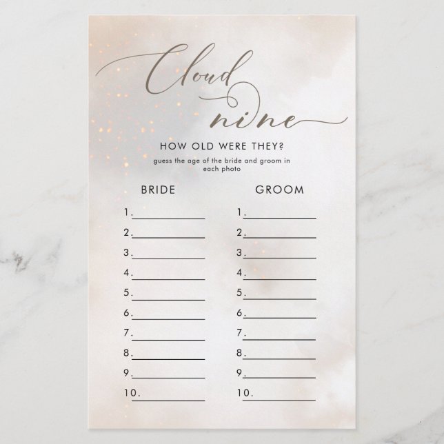 Waterverf op cloud 9 Vrijgezellenfeest games (Voorkant)