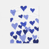 Waterverf op dag van de valentijn Harten - blauw Fleece Deken (Voorkant)