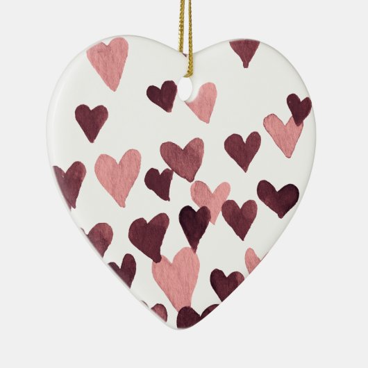 Waterverf op dag van de valentijn Harten - donkerr Keramisch Ornament (Rechts)