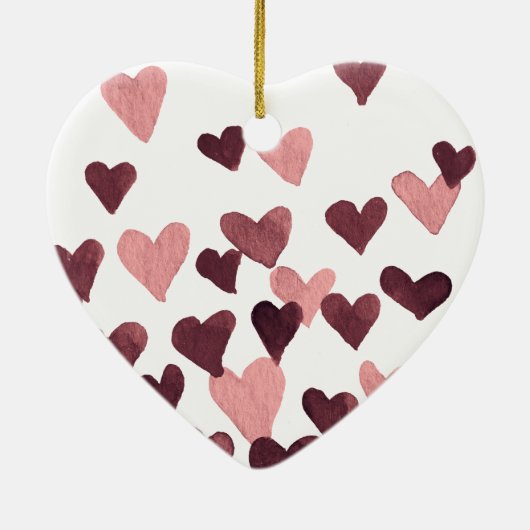 Waterverf op dag van de valentijn Harten - donkerr Keramisch Ornament (Achterkant)