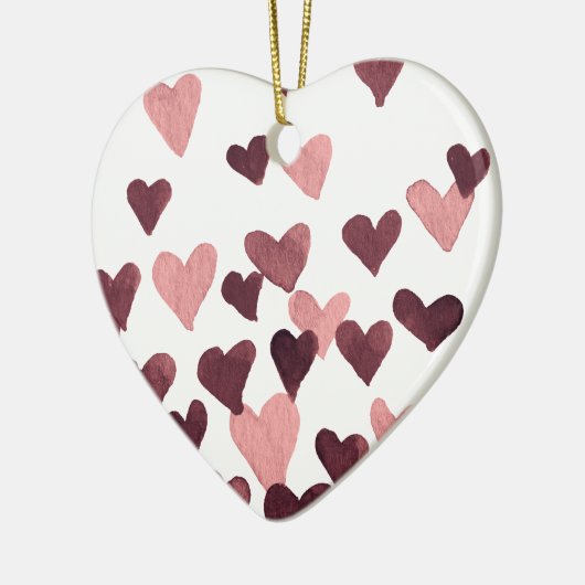 Waterverf op dag van de valentijn Harten - donkerr Keramisch Ornament (Links)