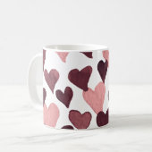 Waterverf op dag van de valentijn Harten - donkerr Koffiemok (Voorkant links)