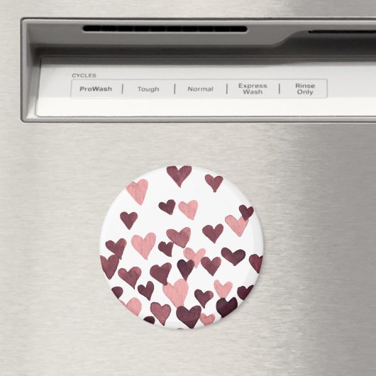 Waterverf op dag van de valentijn Harten - donkerr Magneet (Insitu (Vaatwasser))