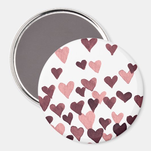 Waterverf op dag van de valentijn Harten - donkerr Magneet (Voorkant / Achterkant)