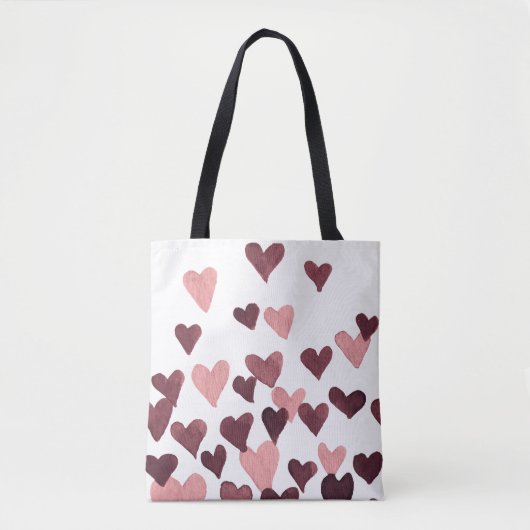 Waterverf op dag van de valentijn Harten - donkerr Tote Bag (Voorkant)
