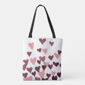 Waterverf op dag van de valentijn Harten - donkerr Tote Bag (Achterkant)