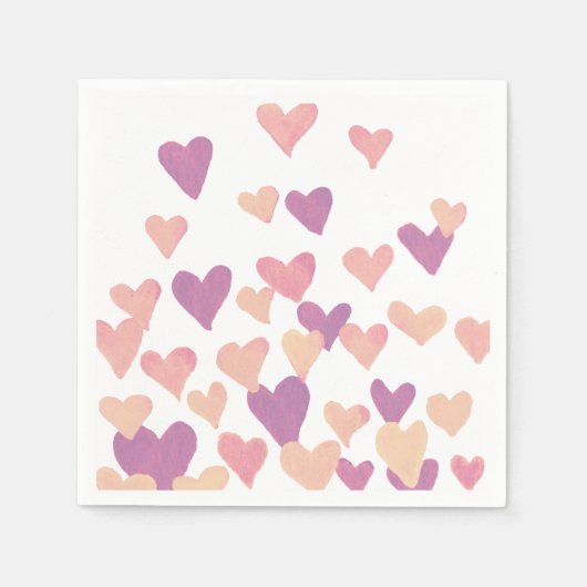 Waterverf op dag van de valentijn Harten - pastelr Servetten (Voorkant)