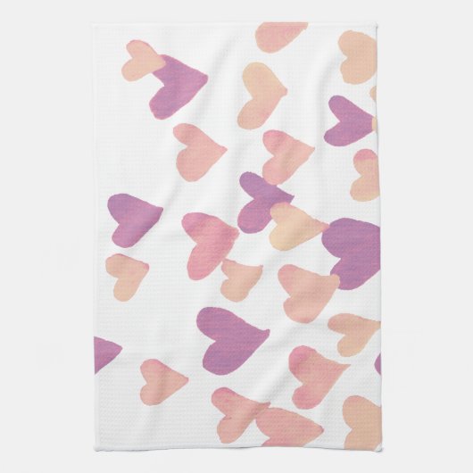 Waterverf op dag van de valentijn Harten - pastelr Theedoek (Verticaal)