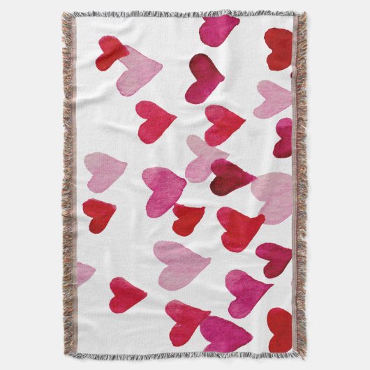 Waterverf op dag van de valentijn Harten - roze Deken (Voorkant Verticaal)