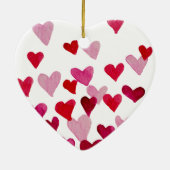 Waterverf op dag van de valentijn Harten - roze Keramisch Ornament (Achterkant)