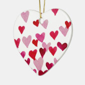 Waterverf op dag van de valentijn Harten - roze Keramisch Ornament (Links)