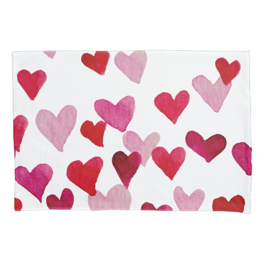 Waterverf op dag van de valentijn Harten - roze Kussensloop (Voorkant)