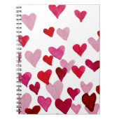 Waterverf op dag van de valentijn Harten - roze Notitieboek (Voorkant)