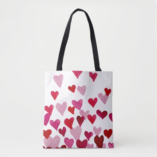 Waterverf op dag van de valentijn Harten - roze Tote Bag (Voorkant)