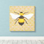 Waterverf op Damask Canvas Print (Insitu (Houten vloer))