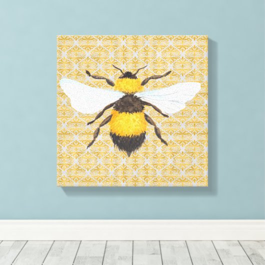 Waterverf op Damask Canvas Print (Insitu (Houten vloer))