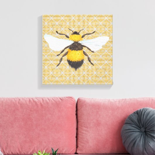 Waterverf op Damask Canvas Print (Insitu (Woonkamer))