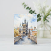 Waterverf op de Charles Bridge Feestdagenkaart (Staand voorkant)