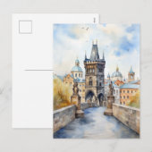 Waterverf op de Charles Bridge Feestdagenkaart (Voorkant / Achterkant)