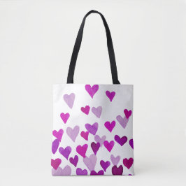Waterverf op de dag van de valentijn Harten - paar Tote Bag
