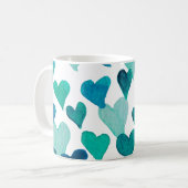 Waterverf op de dag van de valentijn Harten - turq Koffiemok (Voorkant links)