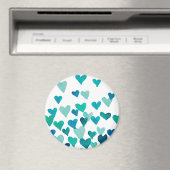 Waterverf op de dag van de valentijn Harten - turq Magneet (Insitu (Vaatwasser))