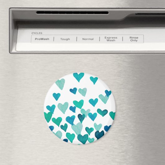 Waterverf op de dag van de valentijn Harten - turq Magneet (Insitu (Vaatwasser))