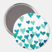 Waterverf op de dag van de valentijn Harten - turq Magneet (Voorkant / Achterkant)