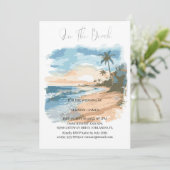 Waterverf op de strand bruiloft kaart (Staand voorkant)