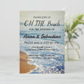 Waterverf op de uitnodiging voor het beach bruilof (Staand voorkant)
