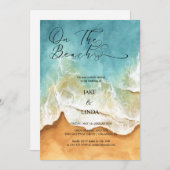 Waterverf op de uitnodiging voor het beach bruilof (Voorkant / Achterkant)