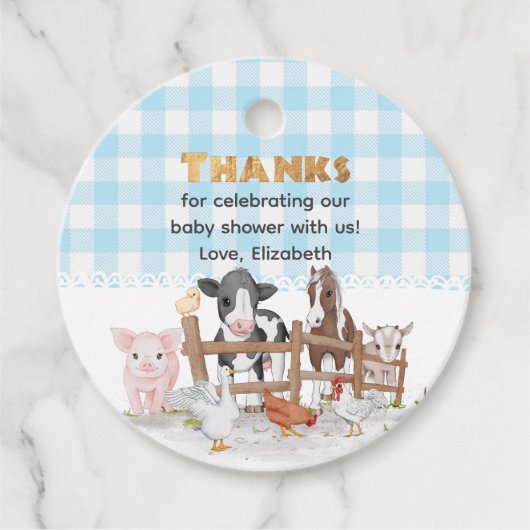 Waterverf op het Baby shower van landbouwhuisdiere Bedankjes Labels (Voorkant)